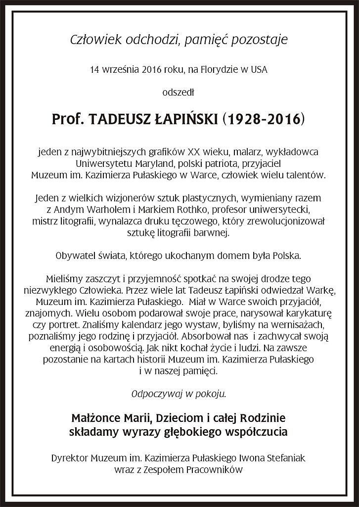 t lapinski nekrolog